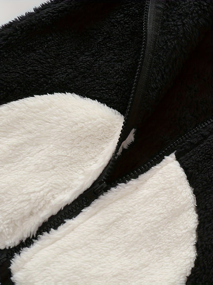 [Soft Warm Winter Coat] Boys' & Girls' Fleece Jacket - Soft Warm Winter Coat with Hood, Zipper Closure, Plush Bear Face & Paw Print Design, Soft Light -Friendly Fabric for Boys & Girls, Winter Clothes For Boys, Winter Clothes