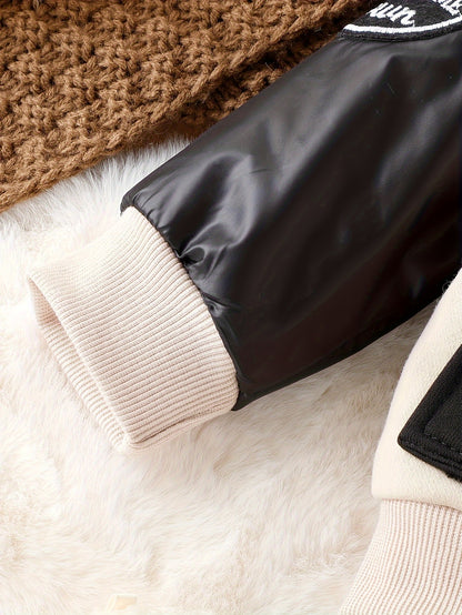 Long Sleeve Boys' Winter Two-Piece Set, Cotton And Polyester Blend Knit Sweater And Pants, Casual Outfit With Alphabet Pattern, Machine Washable, Outdoor Cloth