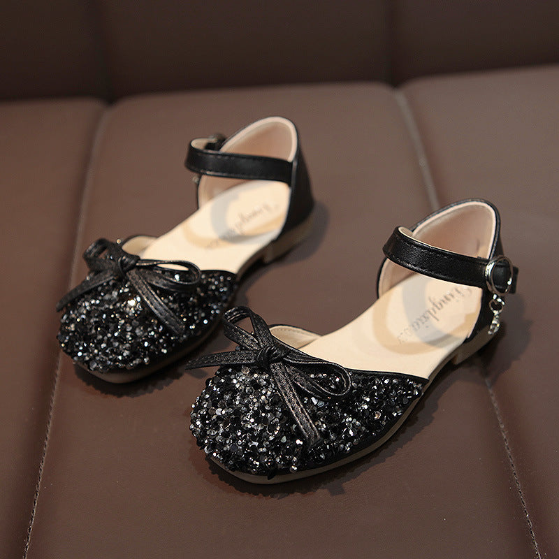 Children's Soft Sole Baby Shoes For Little Girls Single Shoes Crystal Leather Shoes