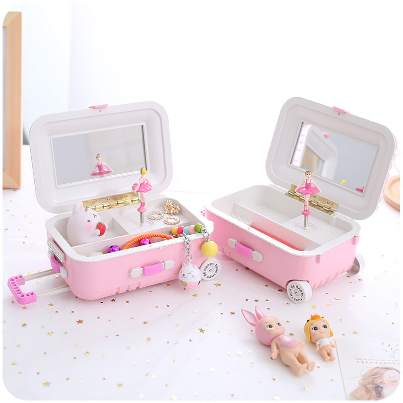 New Korean Style Trolley Luggage Princess Rotating Music Box