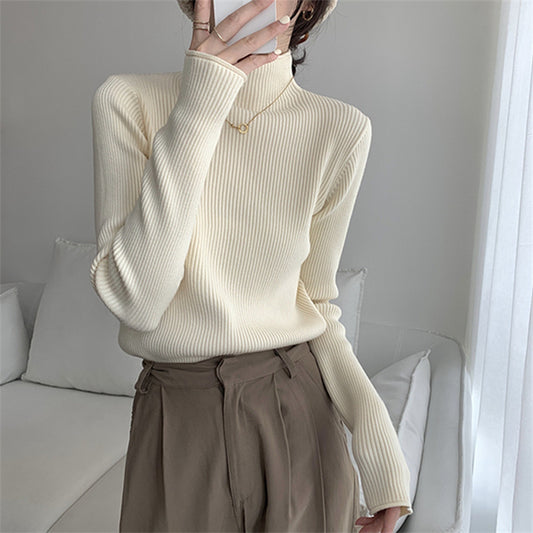 Half-high Collar Inner Match Women's Slimming And Warm Knitted Top
