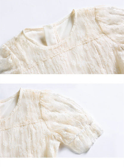Girls' Simple Long Lace Cake Dress