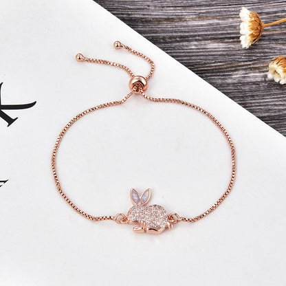 Copper New Handmade DIY Clothing Sccessories Ornament Accessories Rabbit Connector Natural Opal Zircon Bracelet For Women