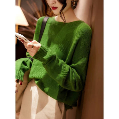 Seamless Wool Cashmere Soft Glutinous Warm Loose Pullover Knitting