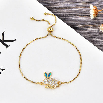 Copper New Handmade DIY Clothing Sccessories Ornament Accessories Rabbit Connector Natural Opal Zircon Bracelet For Women