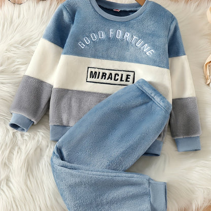 [Stylish Boys' Winter Set] Warm & Stylish Boys' Winter Thickened Pants Set | Casual Two-Piece Outfit for Kids, Perfect for Outdoor