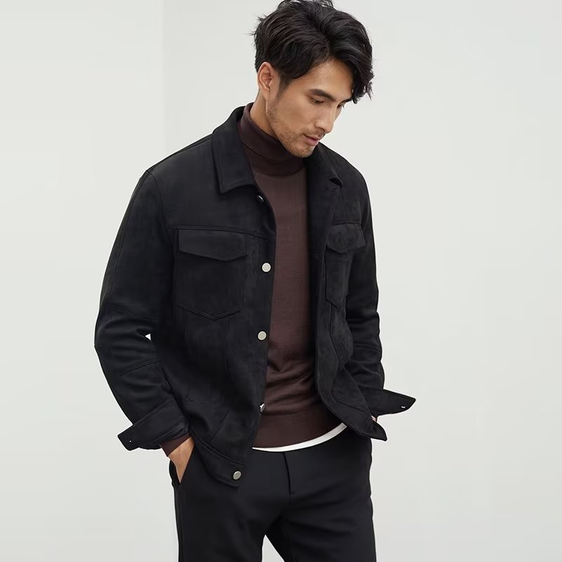 Polo Collar Jacket Loose Casual Top Male