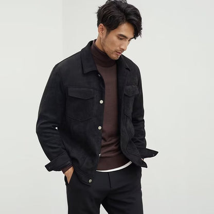 Polo Collar Jacket Loose Casual Top Male