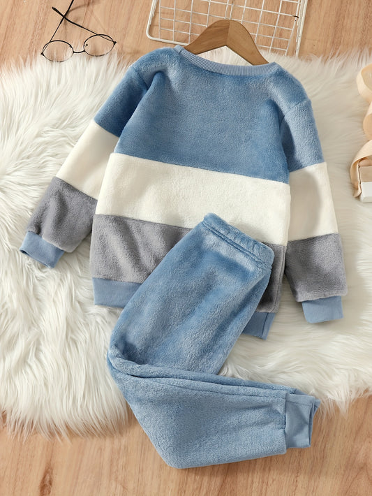 [Stylish Boys' Winter Set] Warm & Stylish Boys' Winter Thickened Pants Set | Casual Two-Piece Outfit for Kids, Perfect for Outdoor