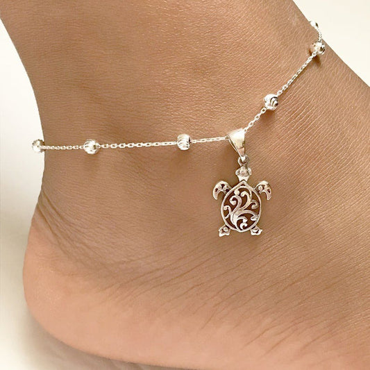 New Accessories Fashion Oval Bead Necklace Turtle Anklet Women's Beach Vacation Style Foreign Trade Foot Ornaments