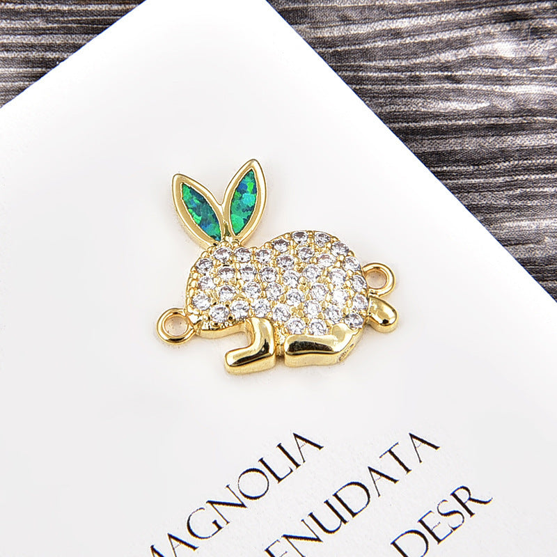 Copper New Handmade DIY Clothing Sccessories Ornament Accessories Rabbit Connector Natural Opal Zircon Bracelet For Women