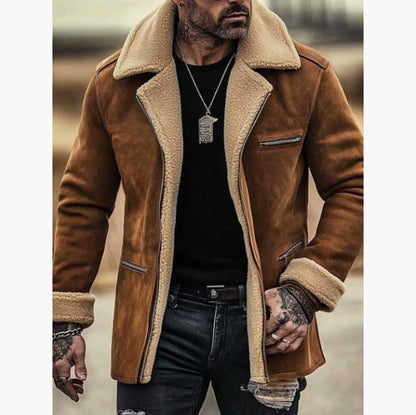 Men's Coat Top Lambswool Lapel Zip Jacket