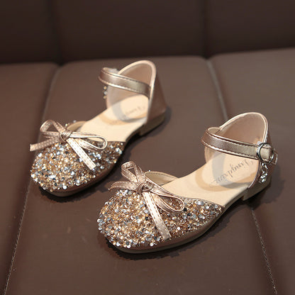 Children's Soft Sole Baby Shoes For Little Girls Single Shoes Crystal Leather Shoes