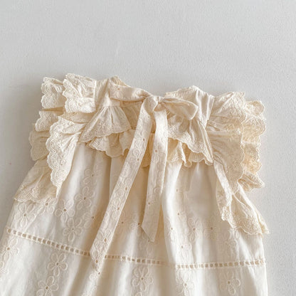 Girls Lace Embroidery Ruffled Dress
