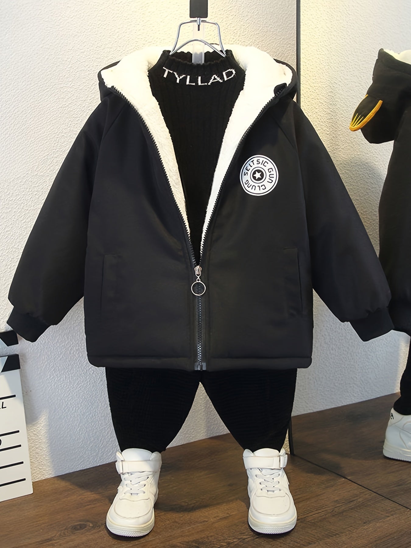 Boys Winter Thick Coat Cute Little Tiger Design Hooded Jacket Boys Windproof Thick Warm Coat Jacket