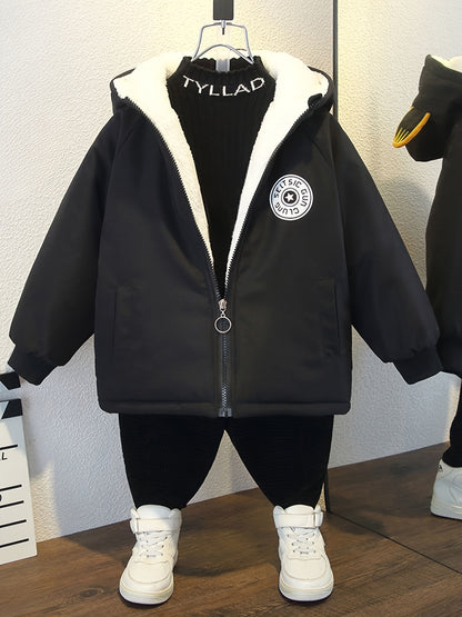 Boys Winter Thick Coat Cute Little Tiger Design Hooded Jacket Boys Windproof Thick Warm Coat Jacket