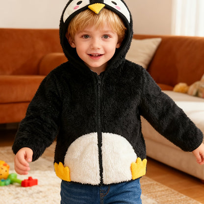 [Soft Warm Winter Coat] Boys' & Girls' Fleece Jacket - Soft Warm Winter Coat with Hood, Zipper Closure, Plush Bear Face & Paw Print Design, Soft Light -Friendly Fabric for Boys & Girls, Winter Clothes For Boys, Winter Clothes